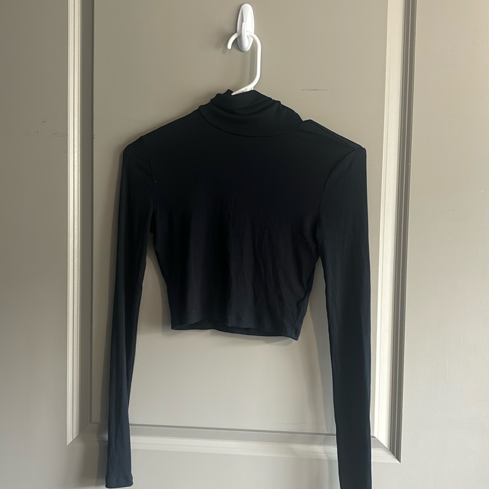 Aritzia black cropped turtleneck